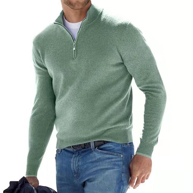 NOUVEAU RICHE V Ausschnitt Pullover Mit Reißverschluss grün