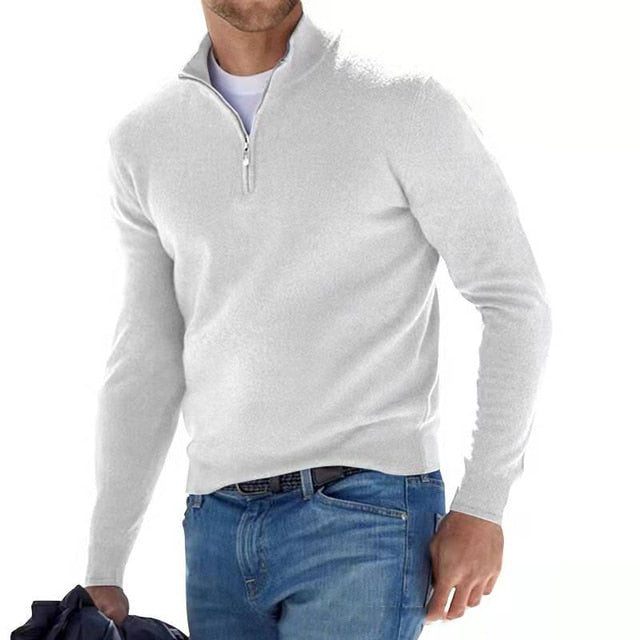 NOUVEAU RICHE V Ausschnitt Pullover Mit Reißverschluss weiß