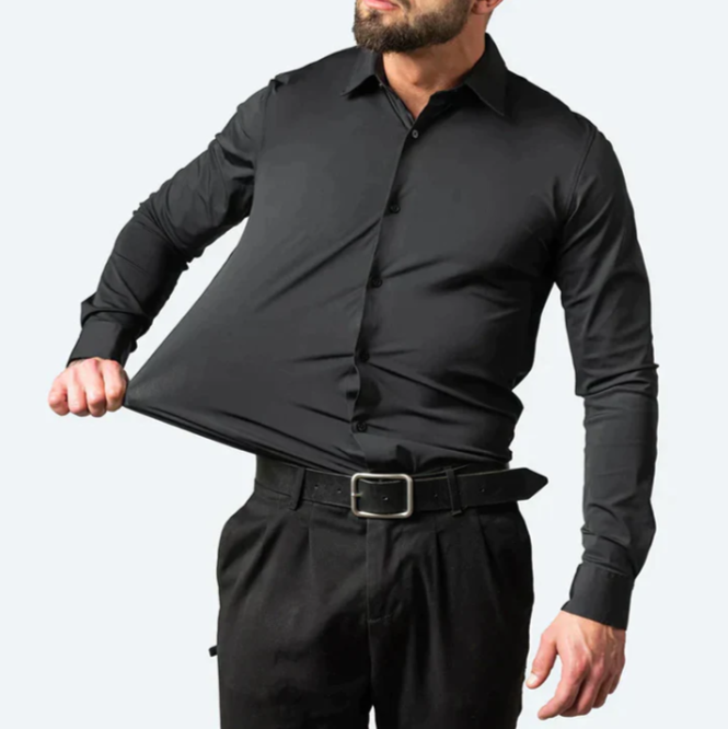 NOUVEAU RICHE Herren Stretch Hemd Slim Fit Business Langarm Elastisch