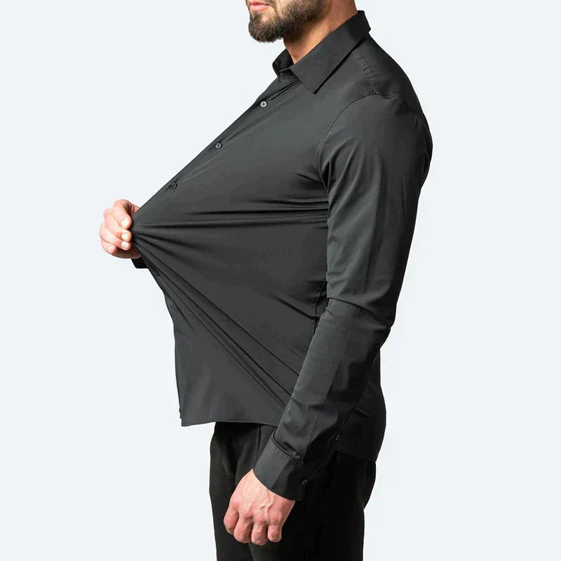 NOUVEAU RICHE Herren Stretch Hemd Slim Fit Business Langarm Elastisch