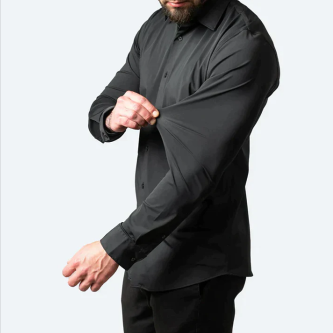 NOUVEAU RICHE Herren Stretch Hemd Slim Fit Business Langarm Elastisch