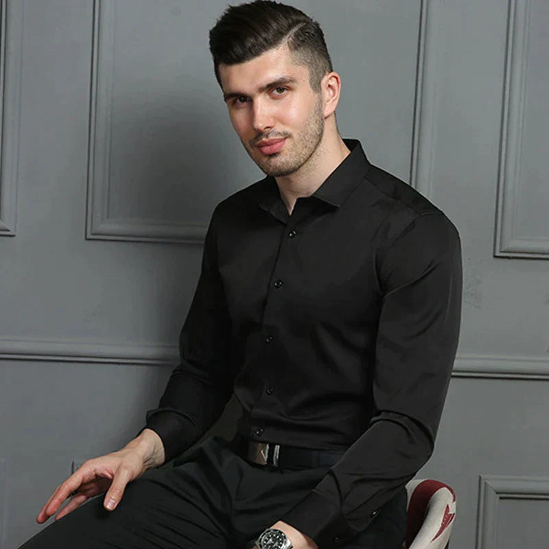 NOUVEAU RICHE Herren Stretch Hemd Slim Fit Business Langarm Elastisch