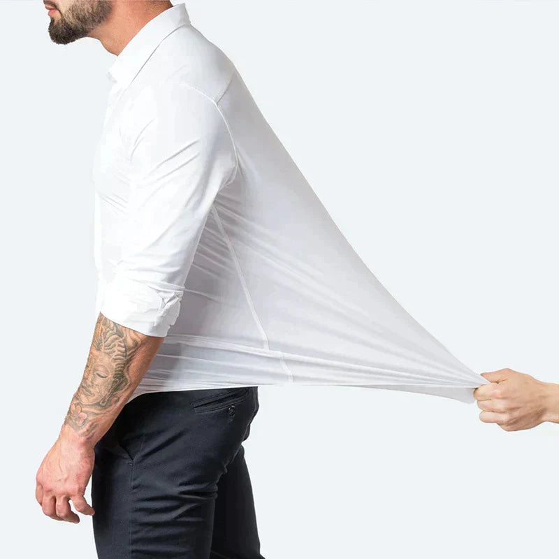NOUVEAU RICHE Herren Stretch Hemd Slim Fit Business Langarm Elastisch