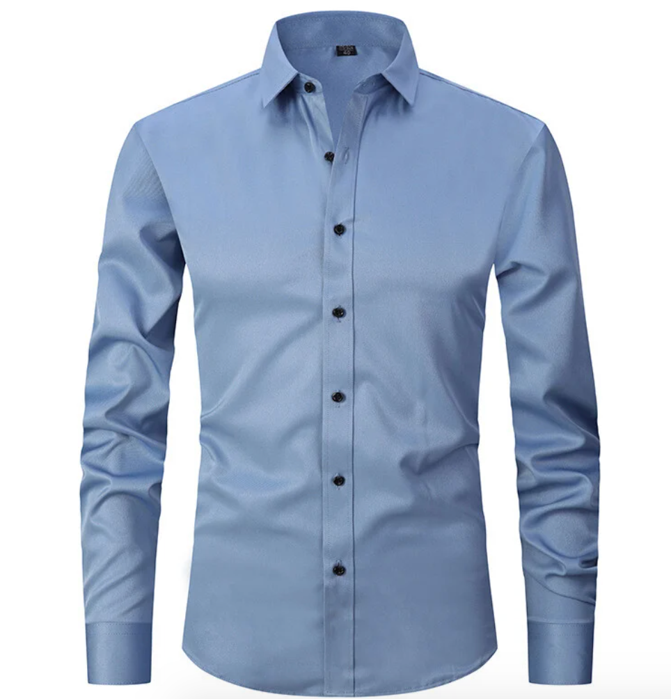 NOUVEAU RICHE Herren Stretch Hemd Slim Fit Business Langarm Elastisch blau