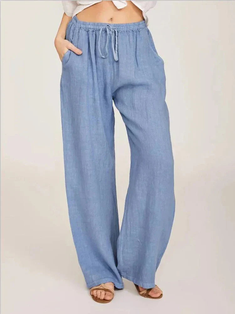 NOUVEAU RICHE Atmungsaktive Hose Mit Hoher Taille Für Damen Bequem Alltags Hellblau