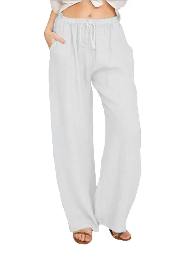 NOUVEAU RICHE Atmungsaktive Hose Mit Hoher Taille Für Damen Bequem Alltags Weiß