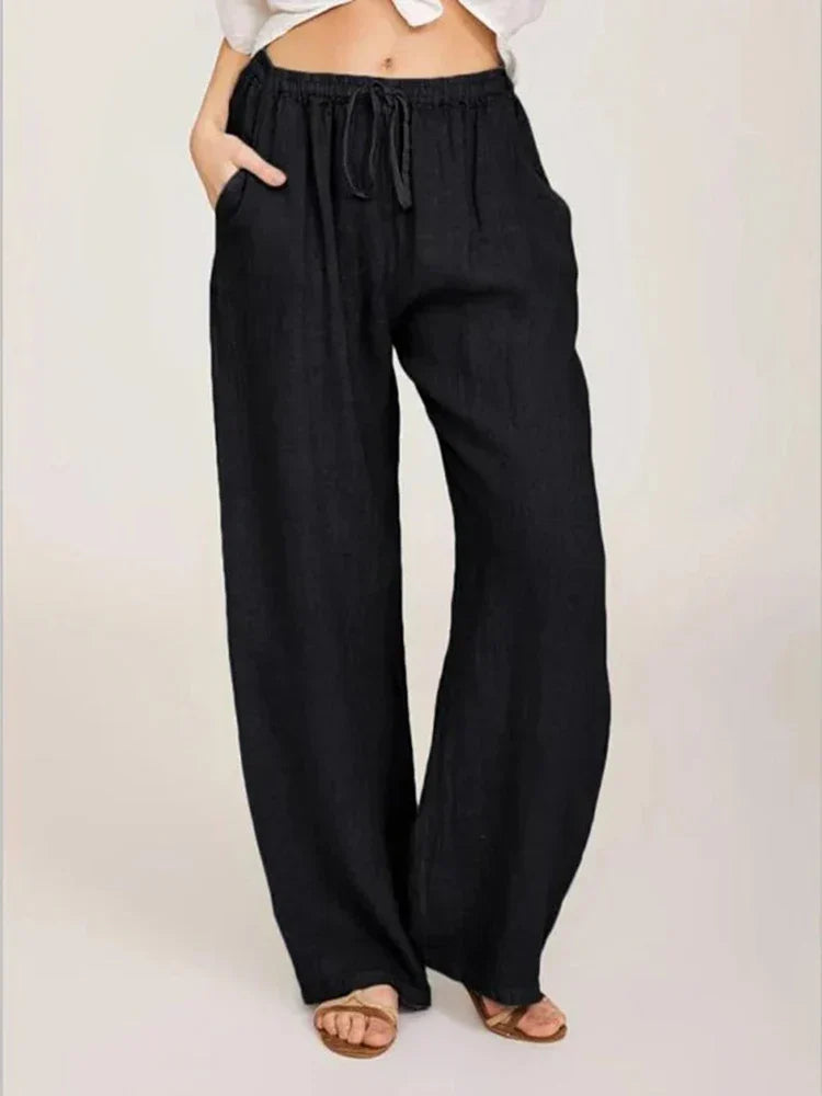 NOUVEAU RICHE Atmungsaktive Hose Mit Hoher Taille Für Damen Bequem Alltags Schwarz
