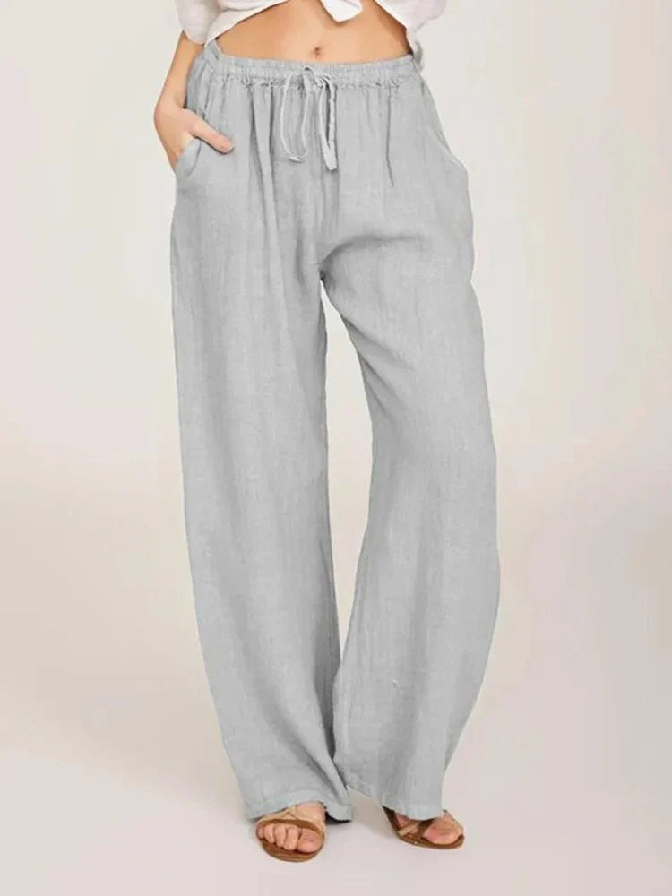 NOUVEAU RICHE Atmungsaktive Hose Mit Hoher Taille Für Damen Bequem Alltags Hellgrau