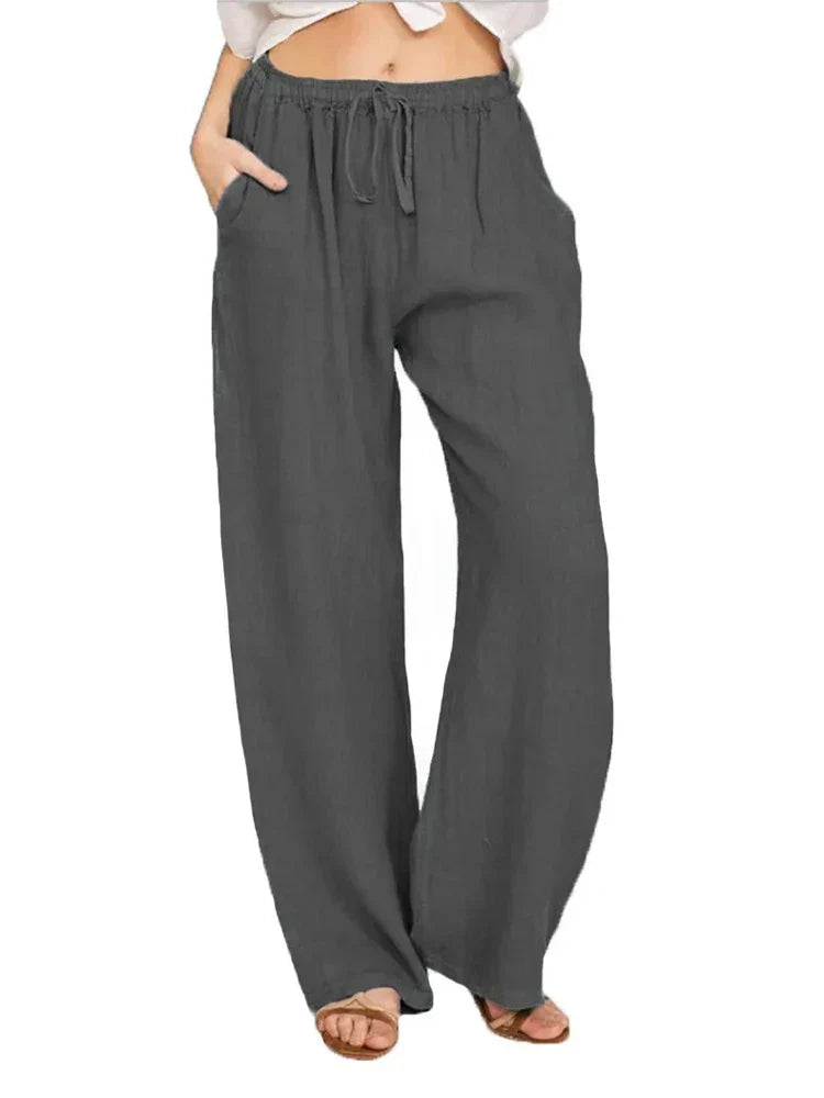 NOUVEAU RICHE Atmungsaktive Hose Mit Hoher Taille Für Damen Bequem Alltags Dunkelgrau