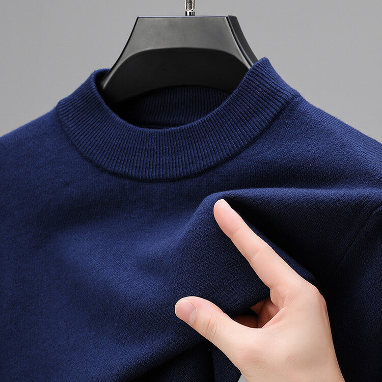 NOUVEAU RICHE Kaschmirpullover Herren Mit Elegantem Saum Fein Gestrickt Dunkelblau