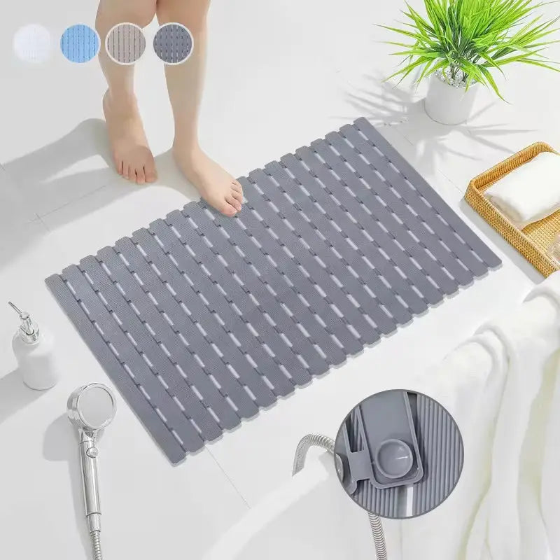 NOUVEAU RICHE Rutschfeste Badematte mit Saugnäpfen & Abflusslöchern – Weiche TPE Duschmatte & Badewannenmatte, 40×63 cm, 4 Farben