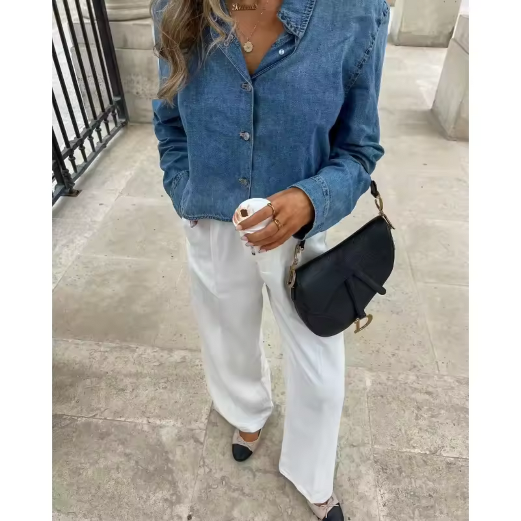 NOUVEAU RICHE Damen Gekürzte Knopf Daunen Jacke Langarm Für Jeden Tag Blau