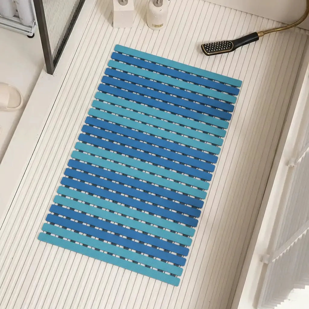 NOUVEAU RICHE Rutschfeste Badematte mit Saugnäpfen & Abflusslöchern – Weiche TPE Duschmatte & Badewannenmatte, 40×63 cm, 4 Farben Blau 40×63 cm
