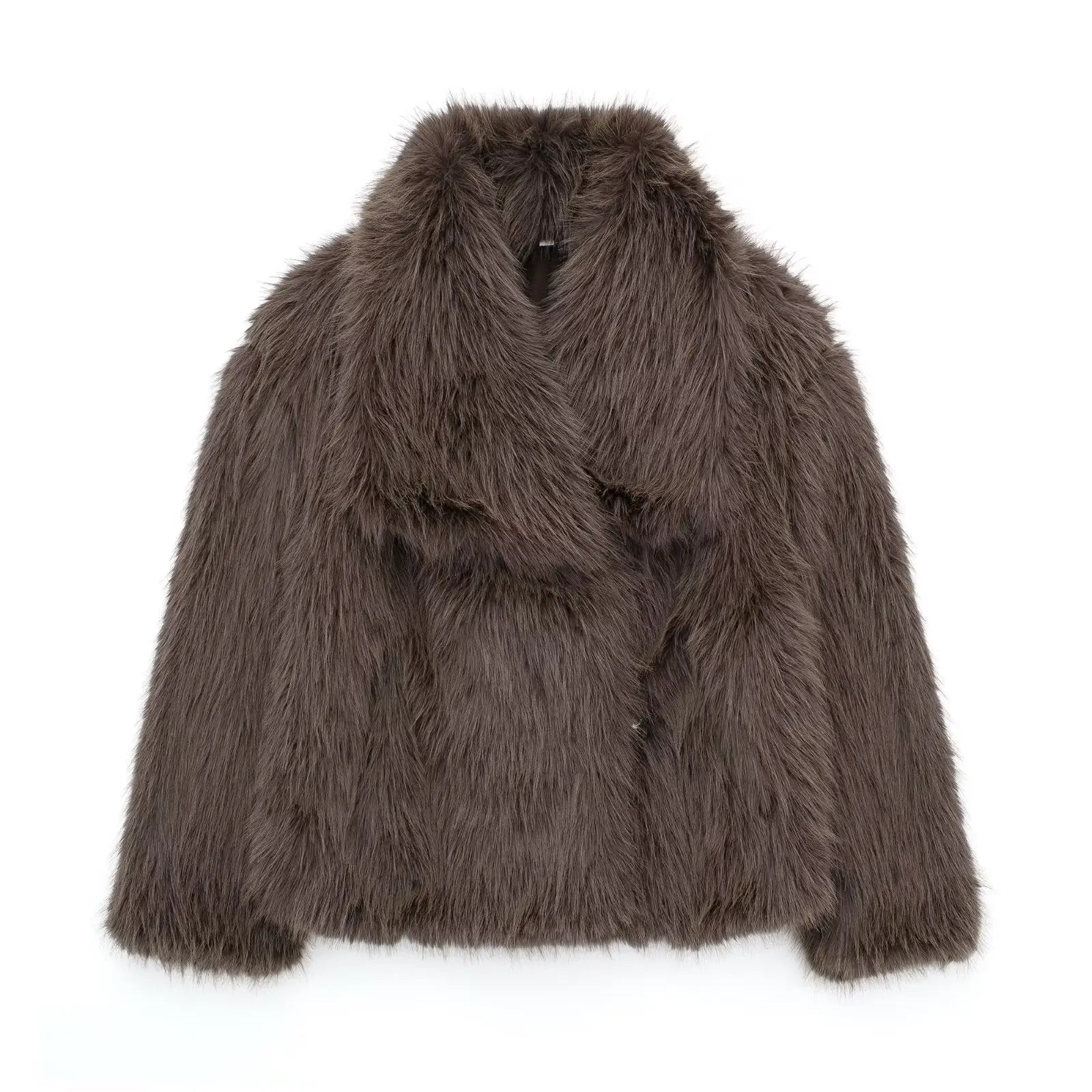 NOUVEAU RICHE Macy | Damen Luxuriöse Kunstfell-Jacke – Stilvoll, Kuschelig und Zeitlos Brownie