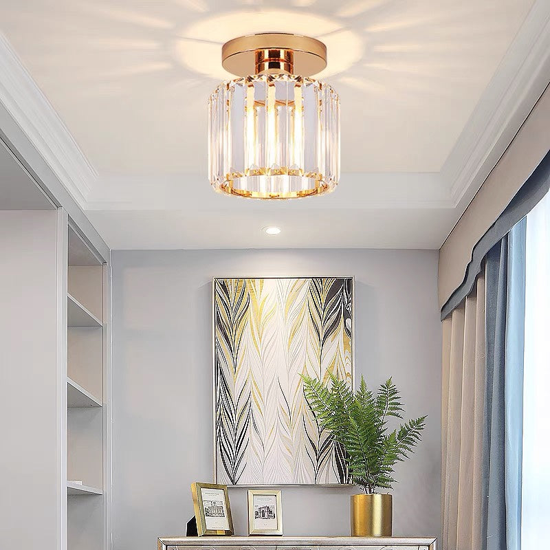 NOUVEAU RICHE Moderne Kristall-Deckenleuchte – Kristall Deckenlampe mit Messingfassung, E27, rund oder quadratisch, Gold oder Schwarz – CrystalGlow