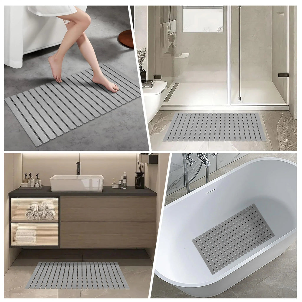 NOUVEAU RICHE Rutschfeste Badematte mit Saugnäpfen & Abflusslöchern – Weiche TPE Duschmatte & Badewannenmatte, 40×63 cm, 4 Farben