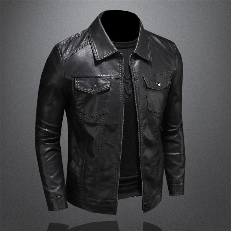 NOUVEAU RICHE Lederjacke Herren Vintage Stil Braun Freizeit Outdoor