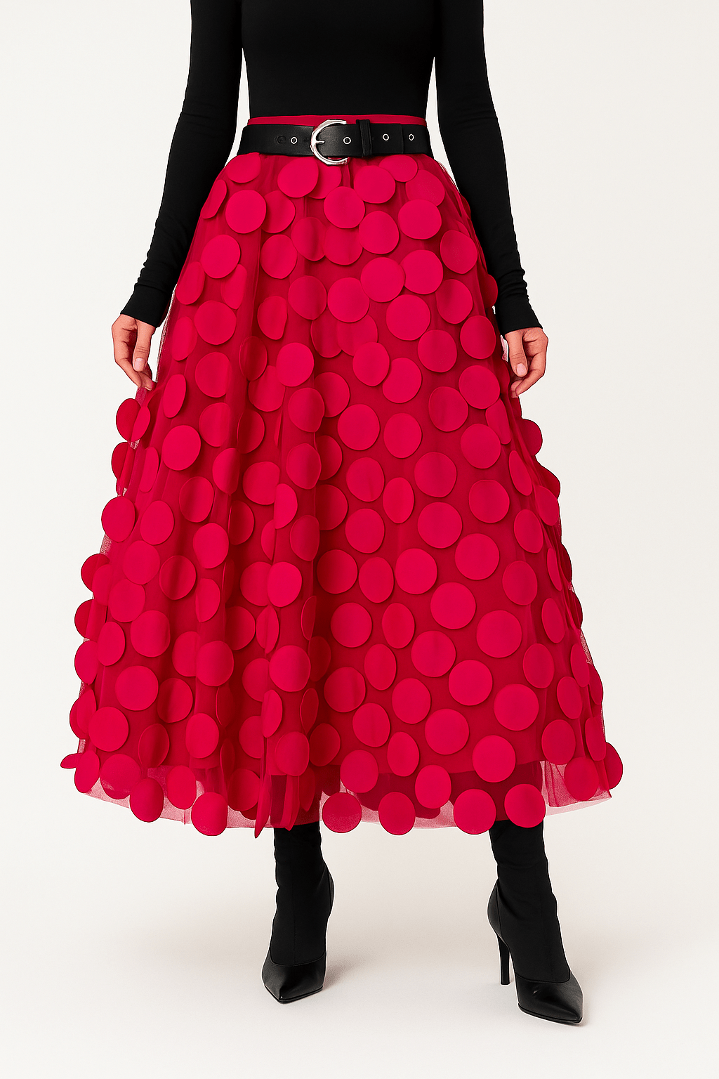 NOUVEAU RICHE Sophé | Damen Midirock – Modell Ida, Sanfte A-Linie & Federleichtes Material Hellrosa Einheitsgröße