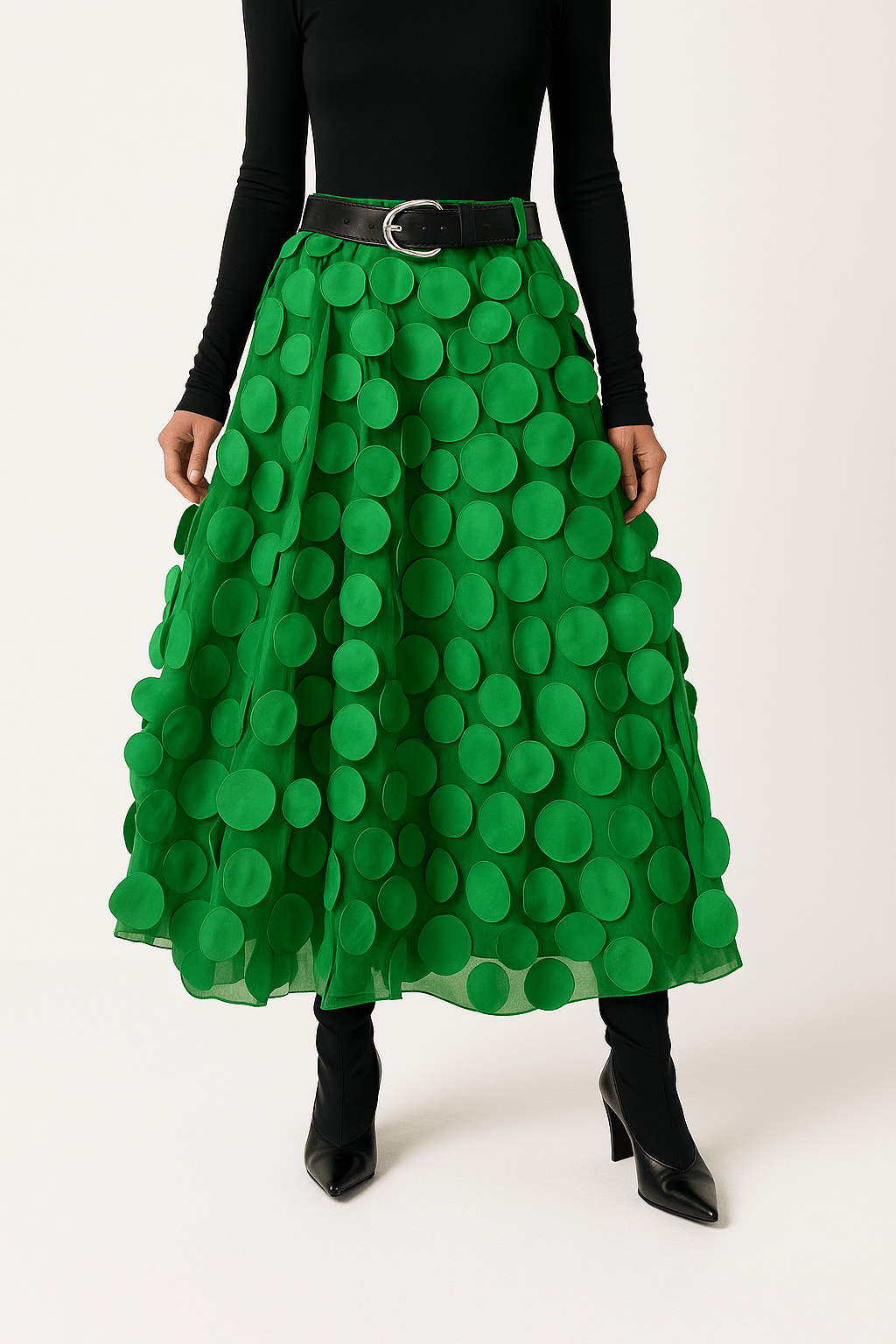 NOUVEAU RICHE Sophé | Damen Midirock – Modell Ida, Sanfte A-Linie & Federleichtes Material Hellgrün Einheitsgröße