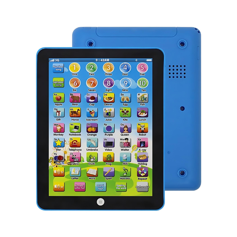 NOUVEAU RICHE Lerntablet für Kinder mit Touch & Sound – Pädagogisches Kindertablet für 3–6 Jahre, Buchstaben & Zahlen, Blau oder Rosa Blau