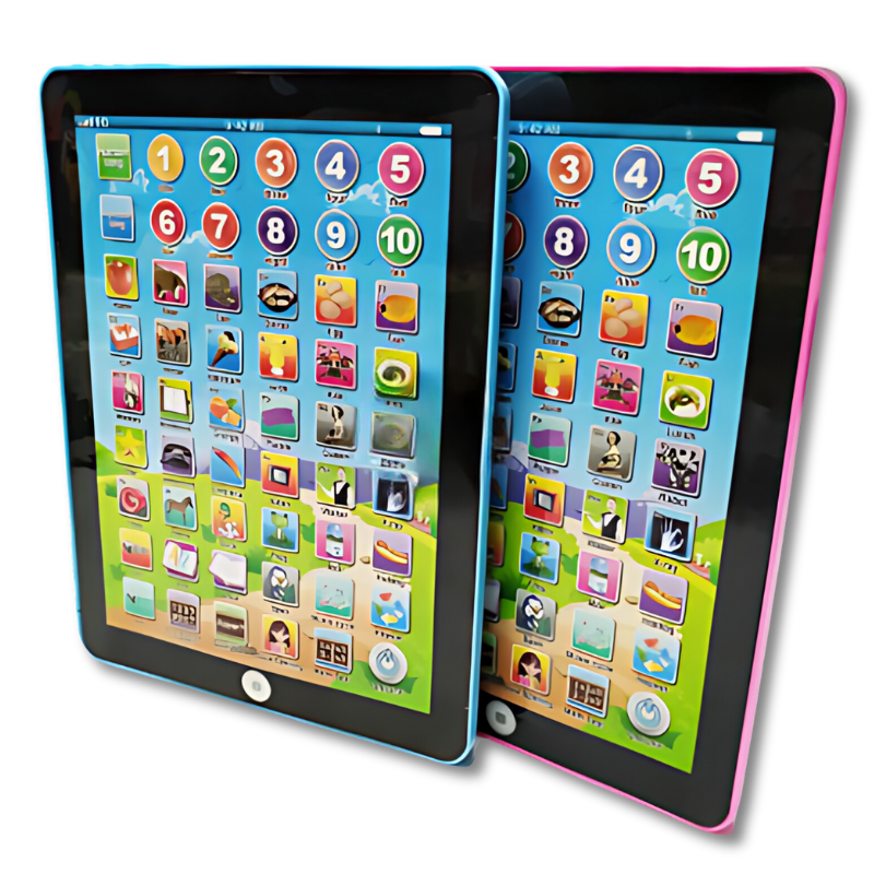NOUVEAU RICHE Lerntablet für Kinder mit Touch & Sound – Pädagogisches Kindertablet für 3–6 Jahre, Buchstaben & Zahlen, Blau oder Rosa