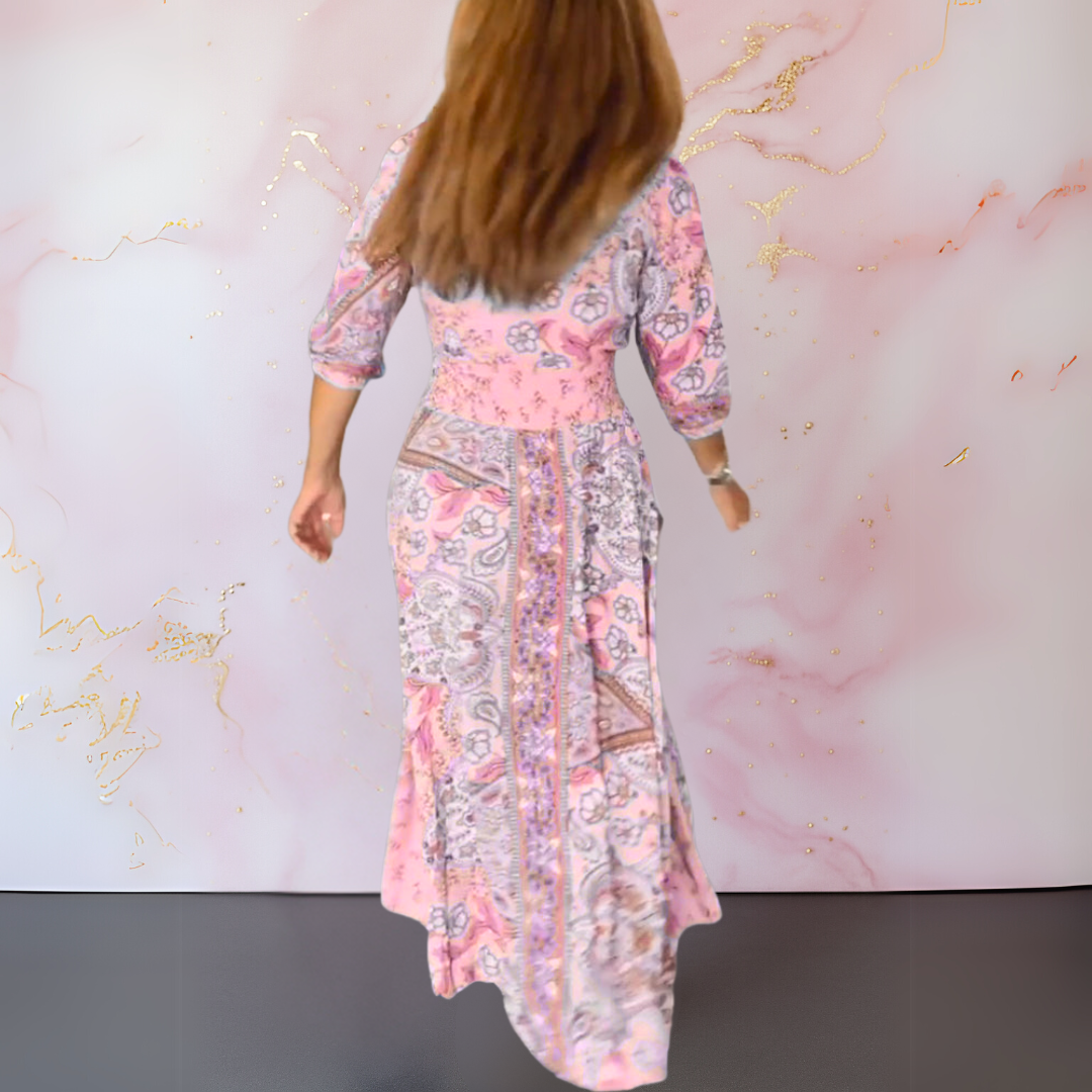 NOUVEAU RICHE Dolce | Lange Sommerrobe mit V-Ausschnitt