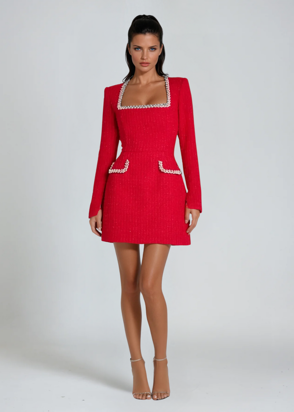 NOUVEAU RICHE Elegantes Damen Minikleid Mit Strukturierter Silhouette Rot