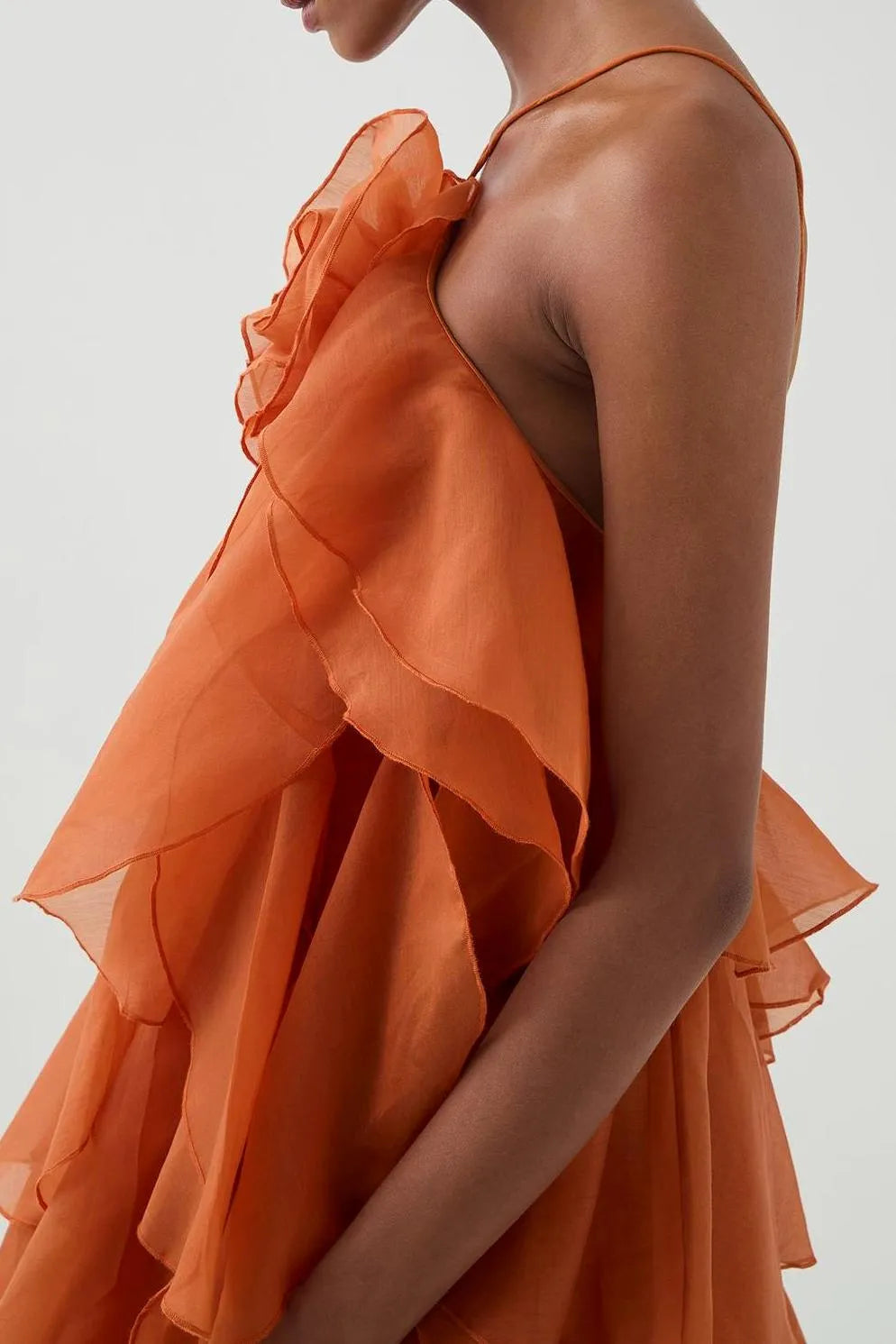 NOUVEAU RICHE 3D Blumenkleid mit Neckholder und Rüschendetails Lila