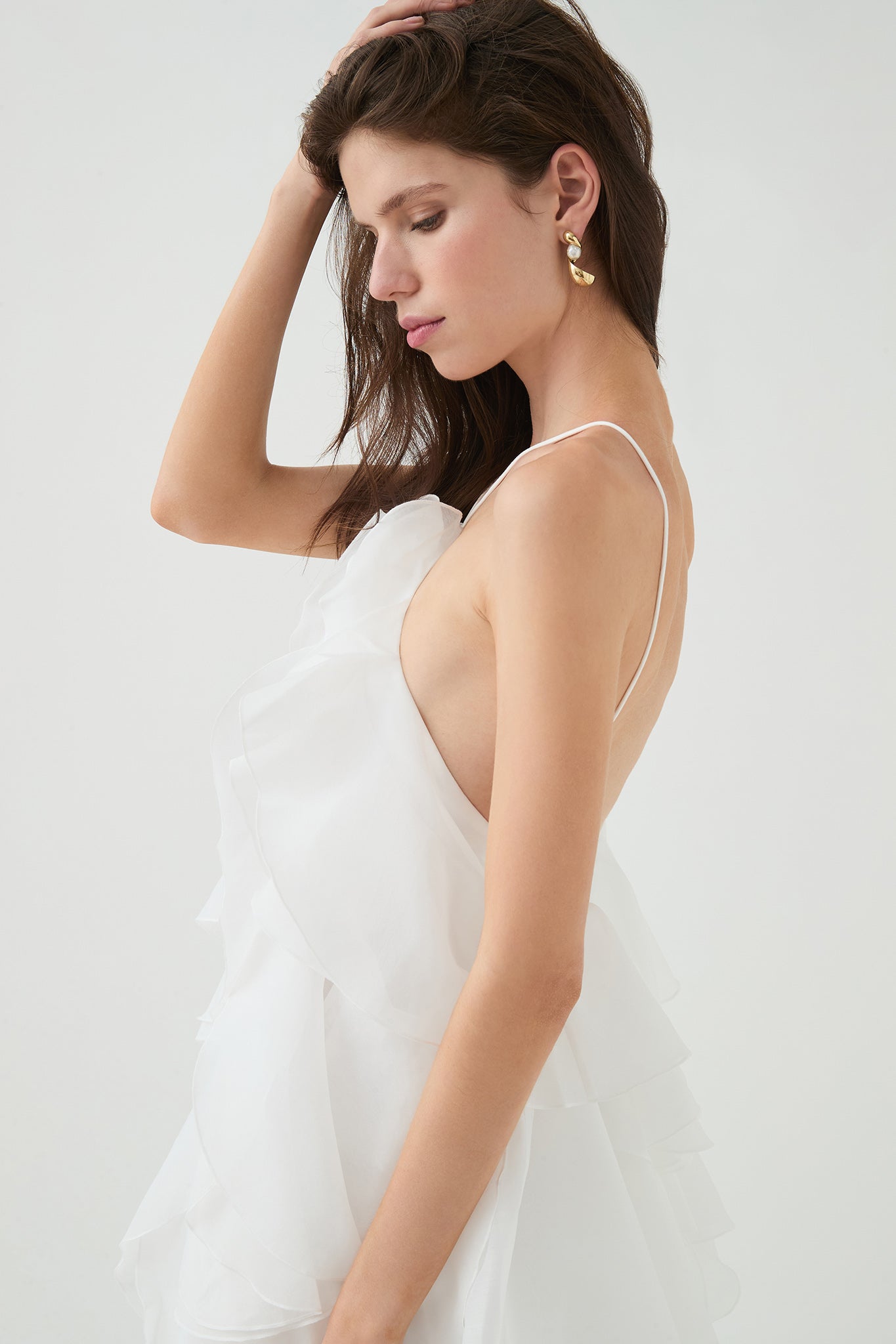 NOUVEAU RICHE 3D Blumenkleid mit Neckholder und Rüschendetails Lila