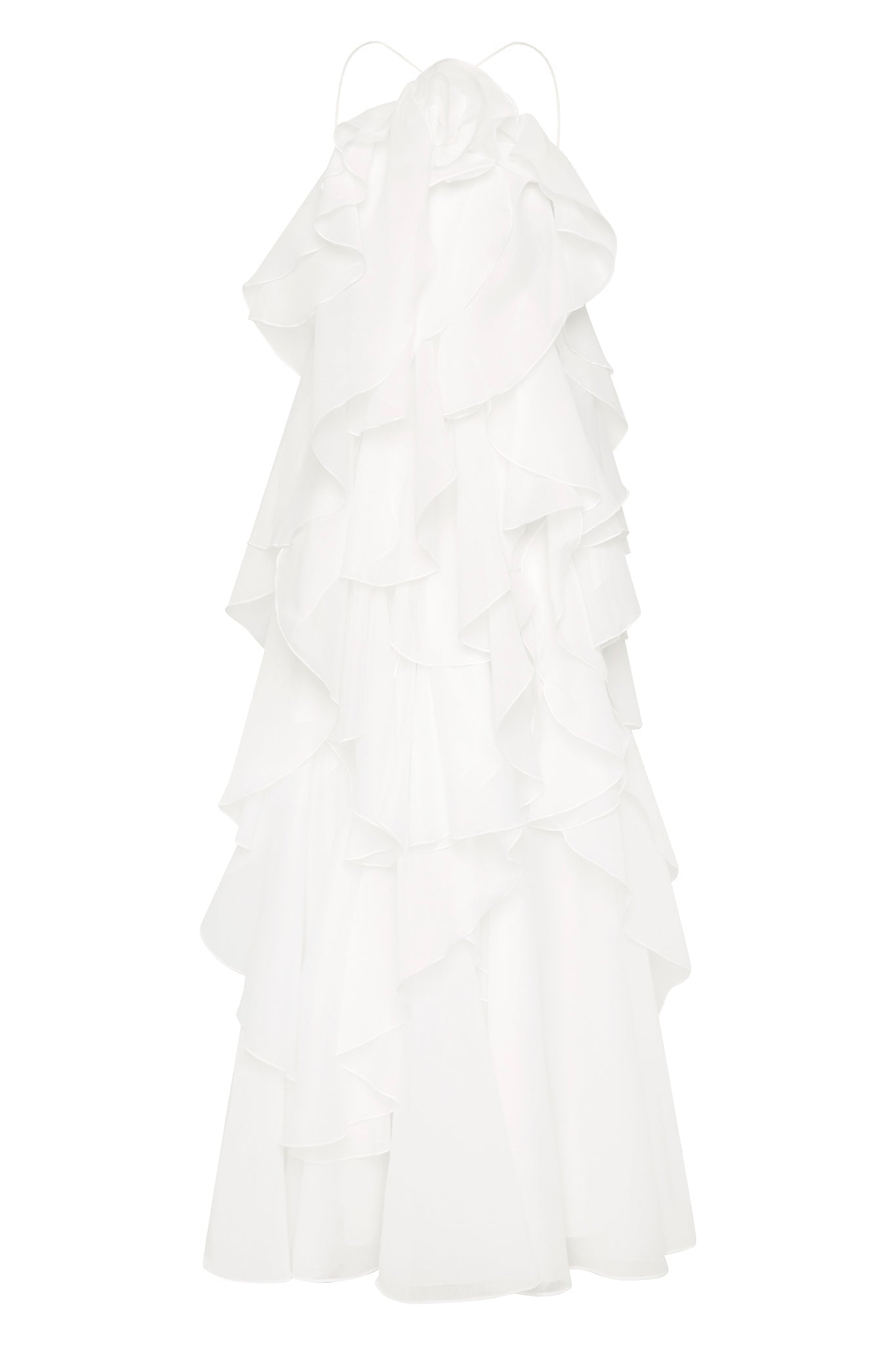 NOUVEAU RICHE 3D Blumenkleid mit Neckholder und Rüschendetails Lila