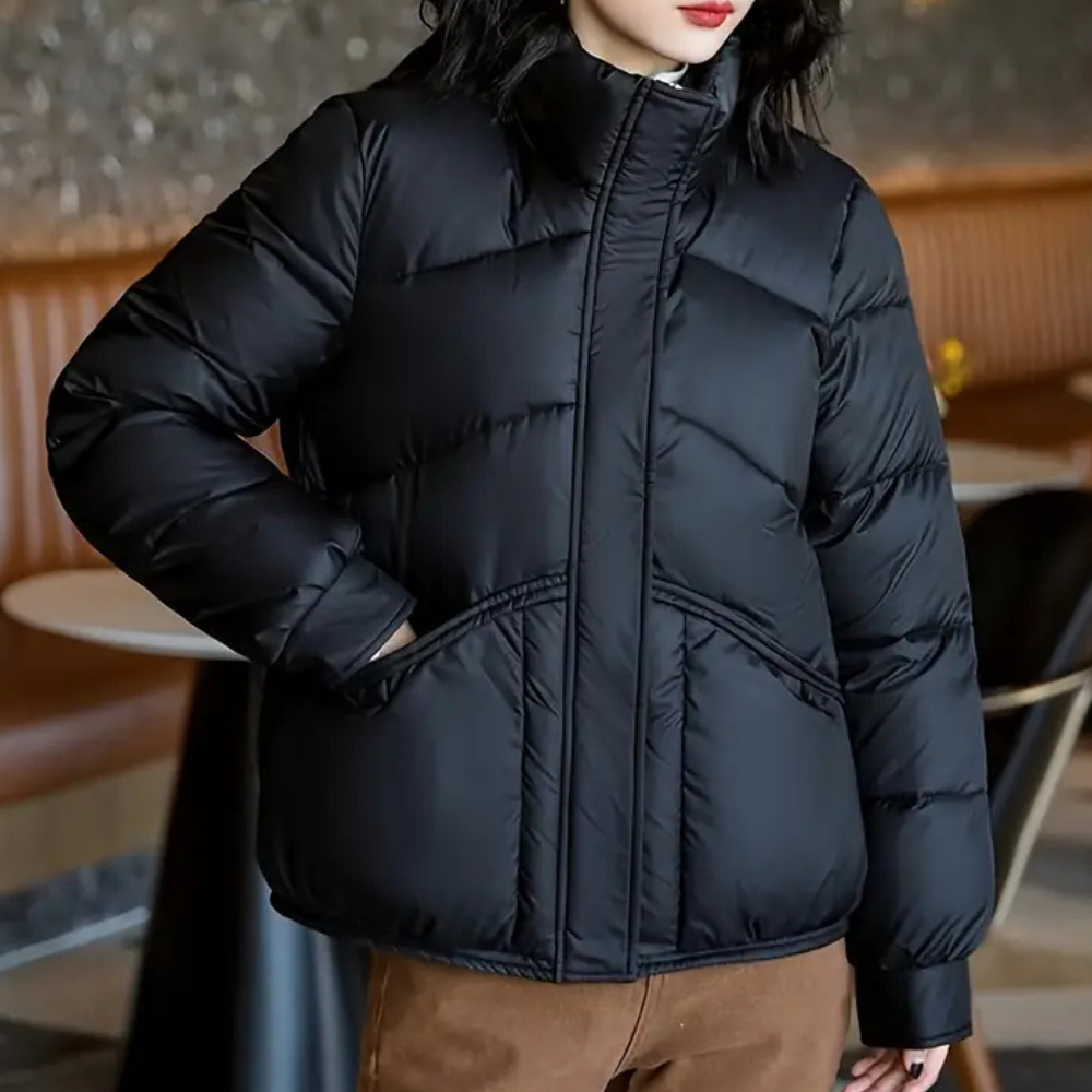 NOUVEAU RICHE Pufferjacke Damen – Warme Winterjacke im modernen Look für Alltag & Ausgang, Schwarz, XS-XL – Amore