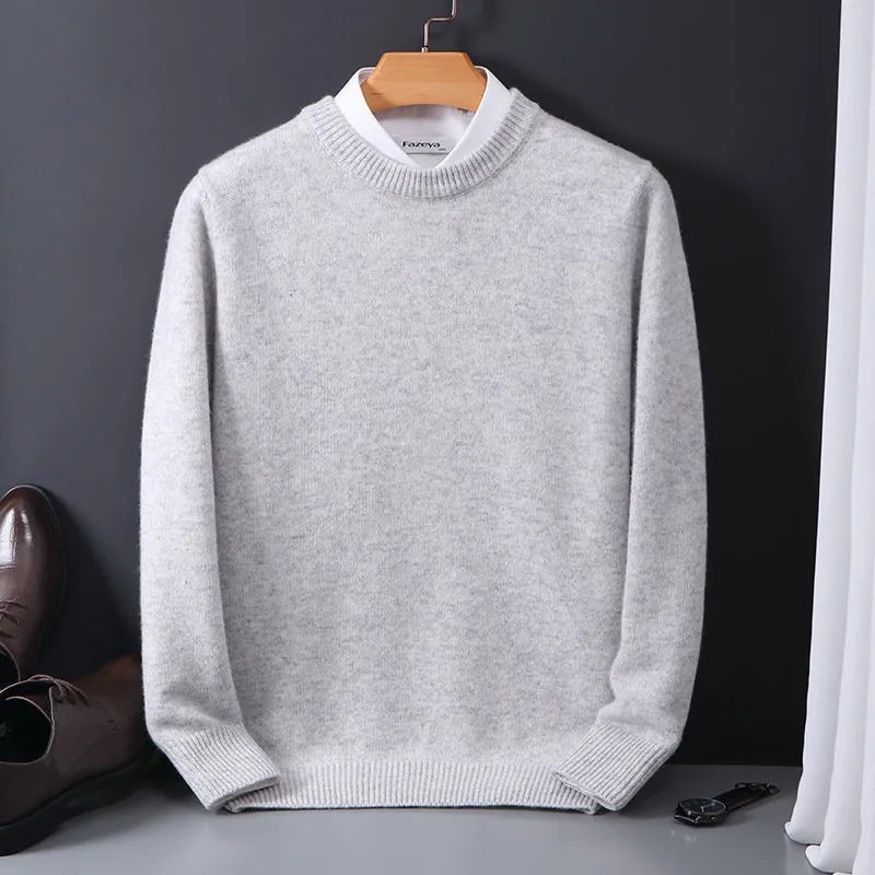 NOUVEAU RICHE Kaschmirpullover Herren 100% Kaschmir Weicher Schnitt Grau