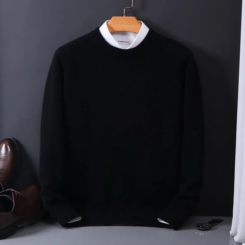 NOUVEAU RICHE Kaschmirpullover Herren 100% Kaschmir Weicher Schnitt Schwarz