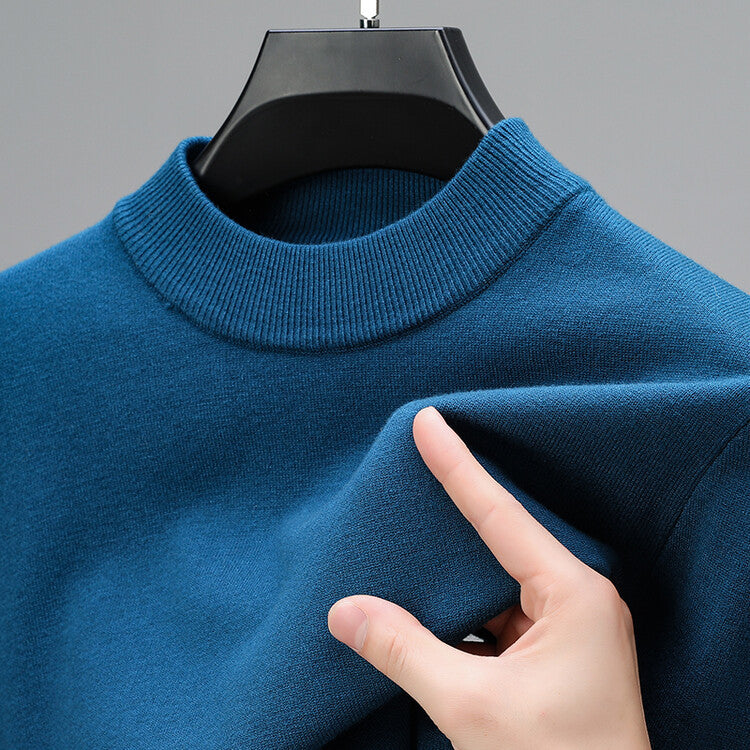 NOUVEAU RICHE Kaschmirpullover Herren Mit Elegantem Saum Fein Gestrickt Blau