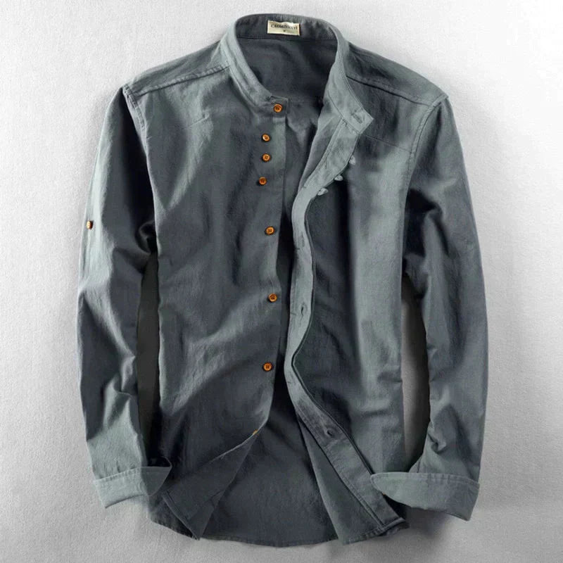 NOUVEAU RICHE Herrenhemd Im Japanischen Stil Mit Einzigartigem Design Dunkelgrau