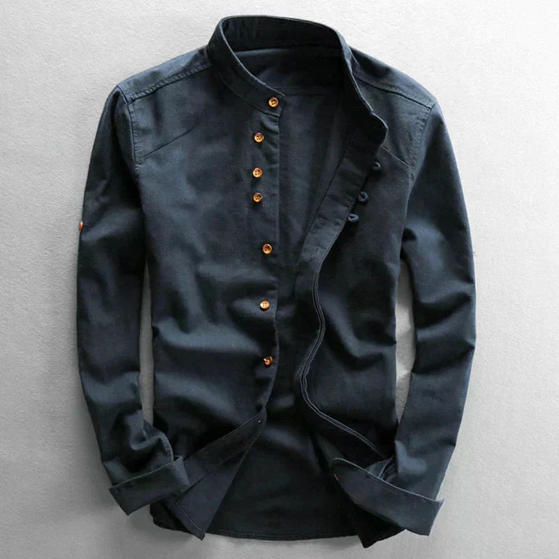 NOUVEAU RICHE Herrenhemd Im Japanischen Stil Mit Einzigartigem Design Marineblau