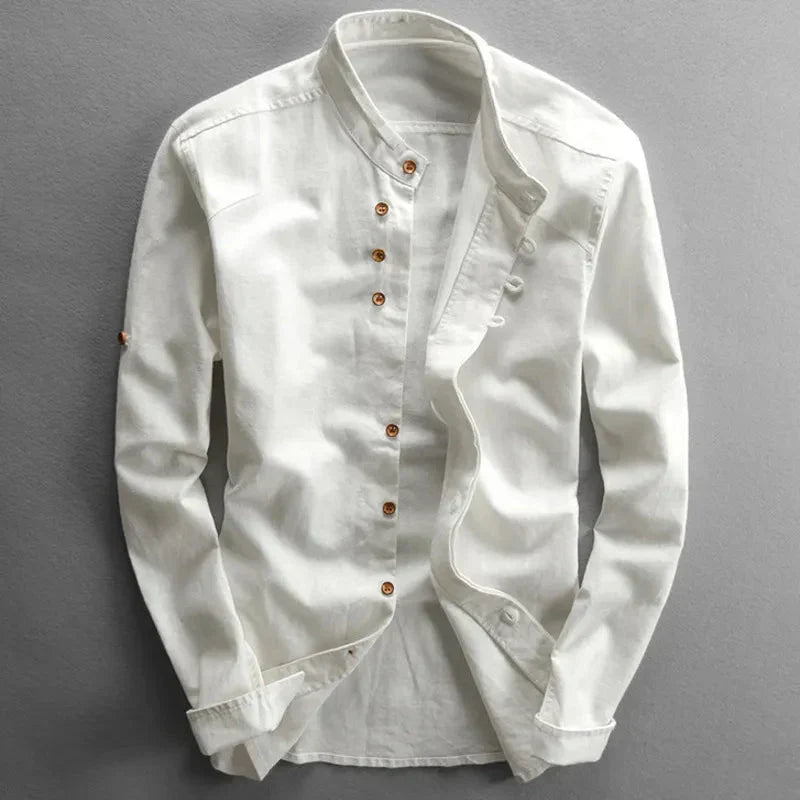 NOUVEAU RICHE Herrenhemd Im Japanischen Stil Mit Einzigartigem Design Weiß