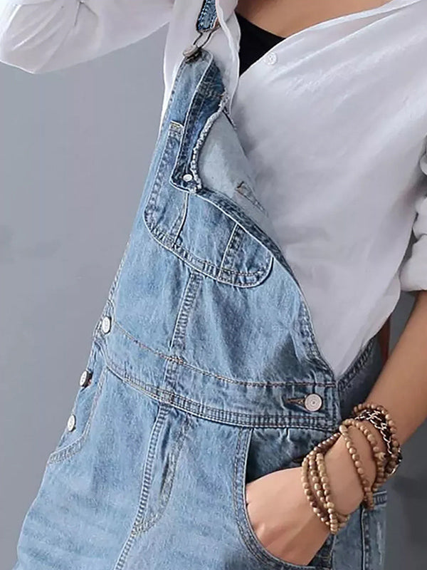 NOUVEAU RICHE Jeans Latzkleid Mit Schlitz Hinten Im Used Look Für Lässigen Vintage Stil