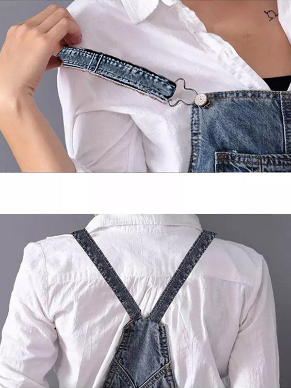 NOUVEAU RICHE Jeans Latzkleid Mit Schlitz Hinten Im Used Look Für Lässigen Vintage Stil