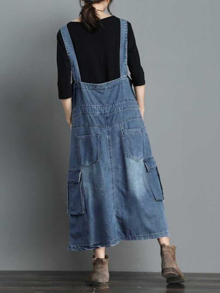 NOUVEAU RICHE Jeans Overallkleid Mit Lockere Passform Für Damen Im Vintage Stil Aus Hochwertigem Denim Mit Verstellbaren Hosenträgern