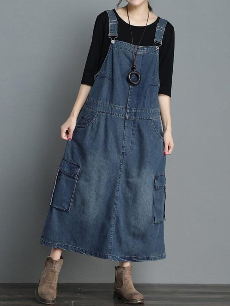 NOUVEAU RICHE Jeans Overallkleid Mit Lockere Passform Für Damen Im Vintage Stil Aus Hochwertigem Denim Mit Verstellbaren Hosenträgern