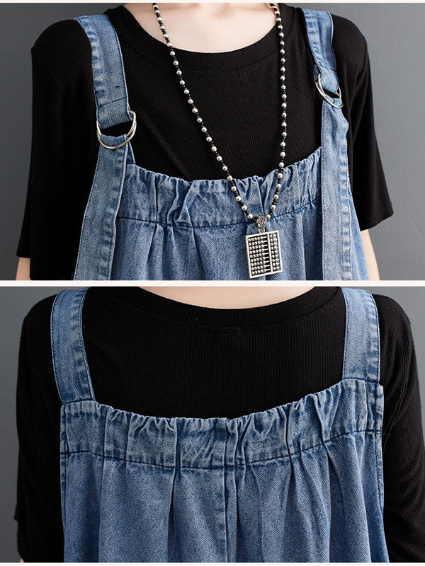 NOUVEAU RICHE Jeans Overallkleid Mit Lockere Passform Aus Hochwertigem Denim Für Damen Mit Trägern Und Weitem Rock