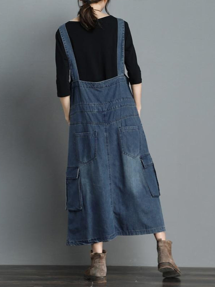NOUVEAU RICHE Jeans Overallkleid Mit Lockere Passform Für Damen Im Vintage Stil Aus Hochwertigem Denim Mit Verstellbaren Hosenträgern