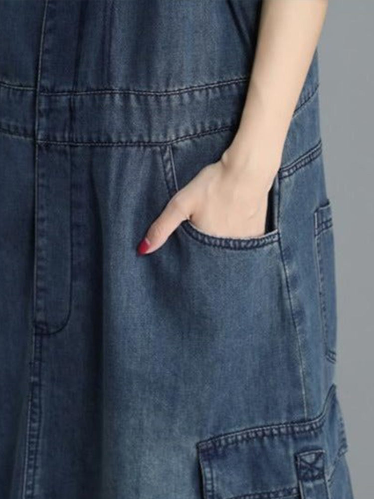 NOUVEAU RICHE Jeans Overallkleid Mit Lockere Passform Für Damen Im Vintage Stil Aus Hochwertigem Denim Mit Verstellbaren Hosenträgern