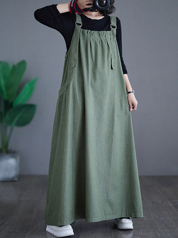 NOUVEAU RICHE Jeans Overallkleid Mit Lockere Passform Aus Hochwertigem Denim Für Damen Mit Trägern Und Weitem Rock Grün