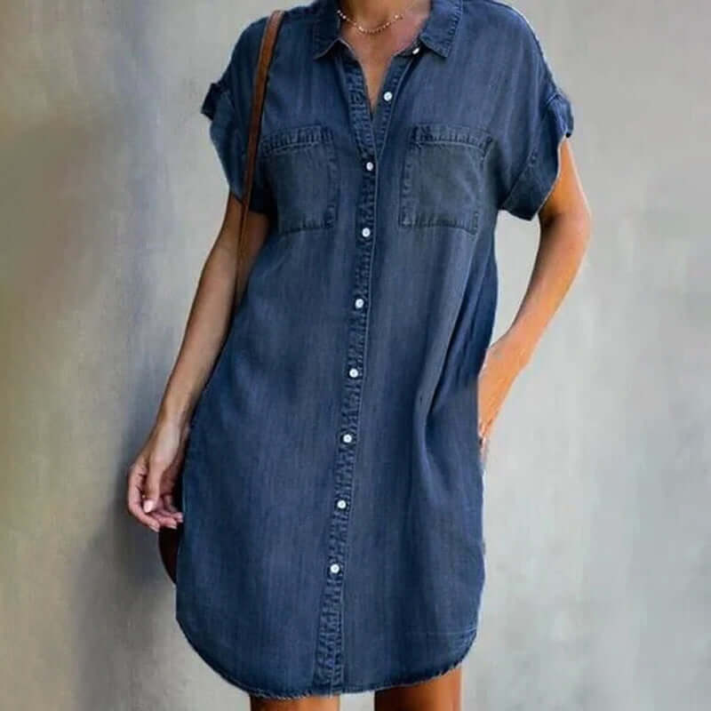 NOUVEAU RICHE Jeanskleid Mit Schlanke Passform Für Alltag Stilvoll Dunkelblau