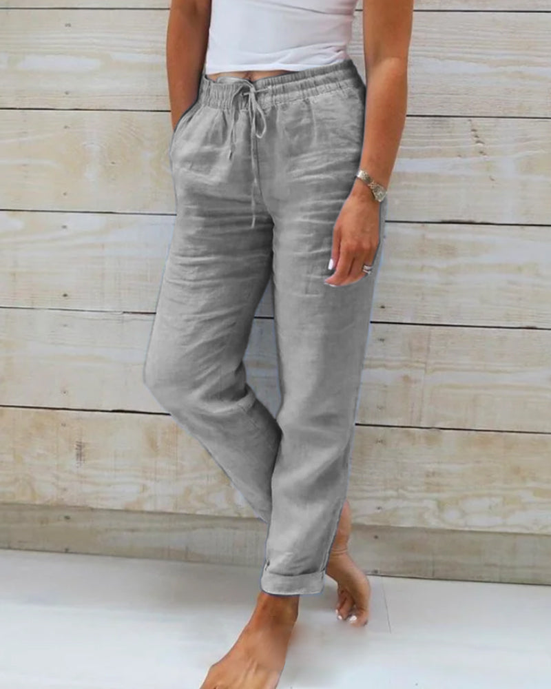 NOUVEAU RICHE Dehnbare Leichte Hose Damen Alltagskomfort Und Stil Eleganz Grau