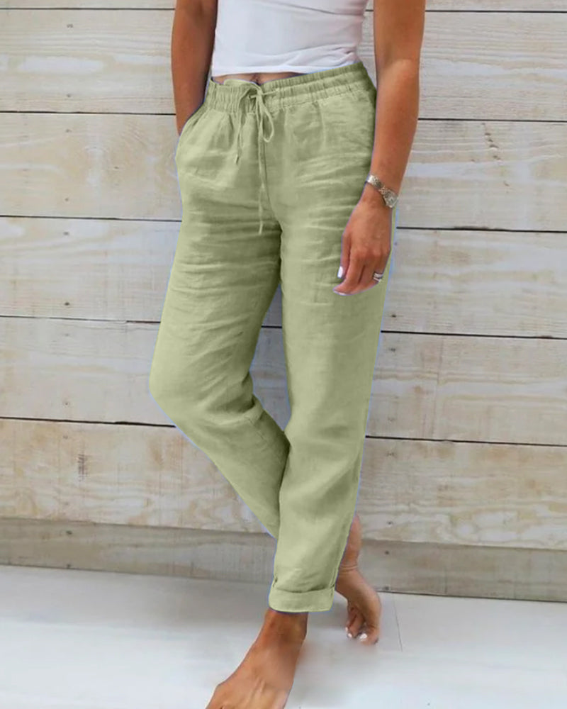 NOUVEAU RICHE Dehnbare Leichte Hose Damen Alltagskomfort Und Stil Eleganz Grün