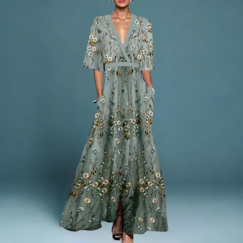 NOUVEAU RICHE Damen Abendkleid Mit Blumenmuster Floralen Print Fließenden Schnitt