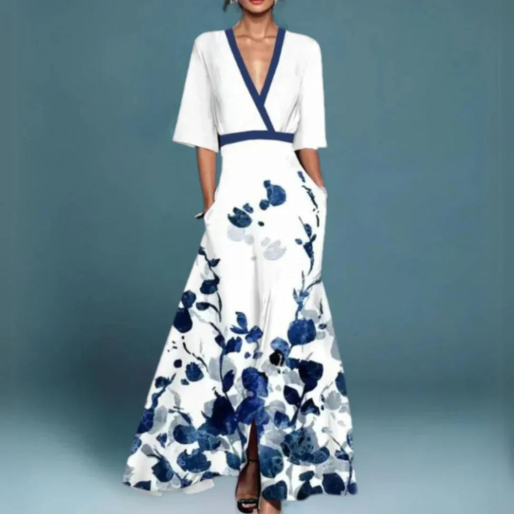 NOUVEAU RICHE Damen Abendkleid Mit Blumenmuster Floralen Print Fließenden Schnitt